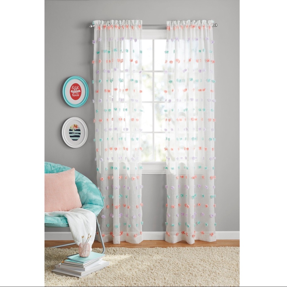 Polka Dot Rod Pocket Sheer Curtain Panel